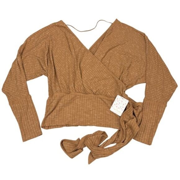 NWT FREE PEOPLE We The Free East Coast Wrap Sweater Size Small Morccan Spice - Picture 3 of 5
